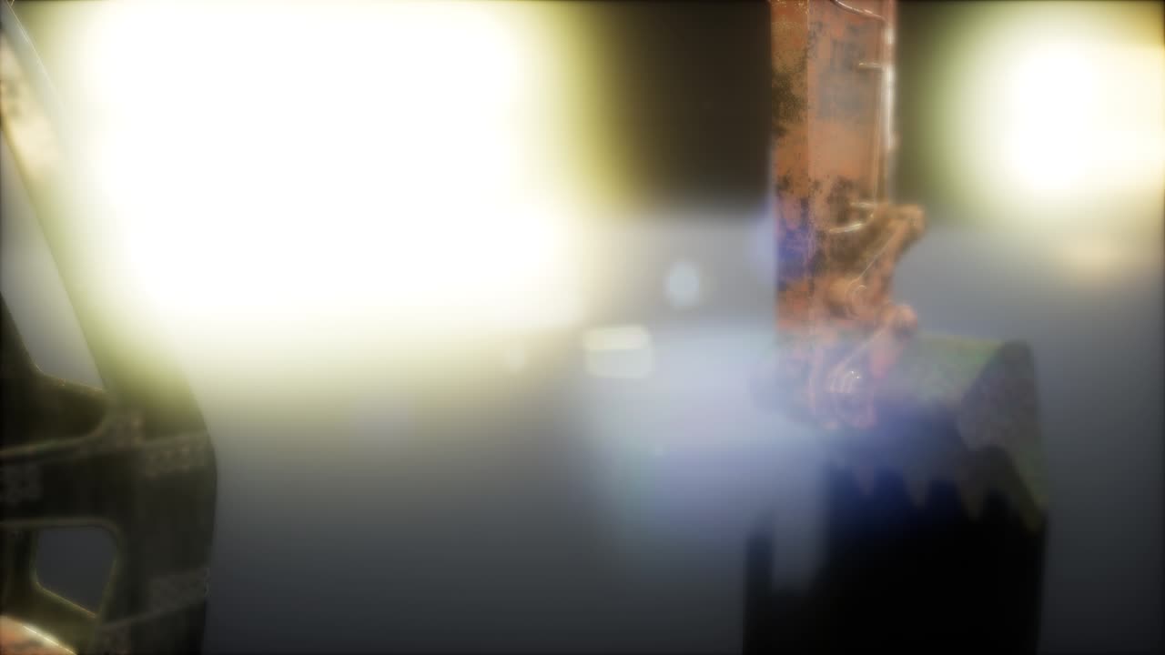 excavadora en la oscuridad con luces brillantes