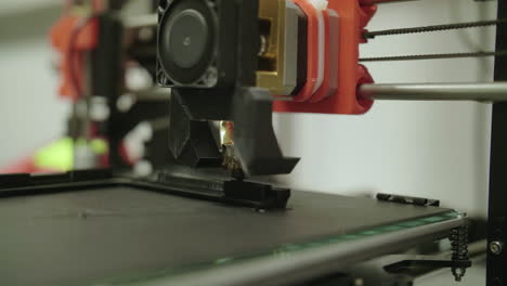 close up shot of a 3d printer in action on a desk