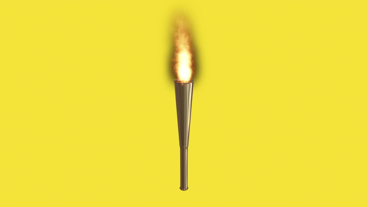 Animation of Olympic torch being torched on yellow background