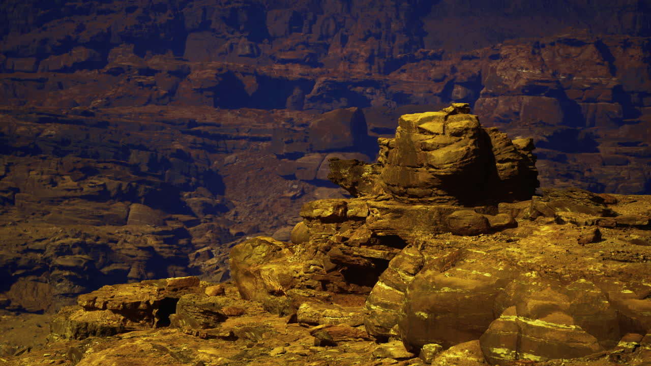 Majestic rock formations at sunset in vast desert landscape