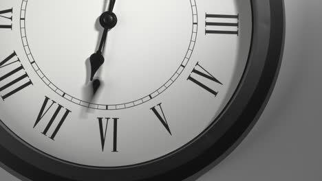 latin clock face in time lapse on white wall