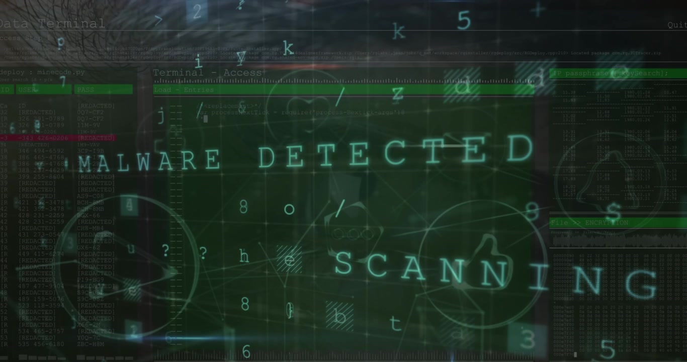 Animazione dell'elaborazione dati su sfondo nero
