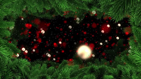 Animation-Von-Weihnachtsbaumzweigen-über-Schneebedecktem-Hintergrund