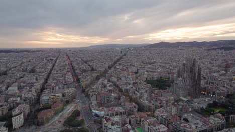 wide shot of sagrada familia, famous church from architect gaudi in barcelona