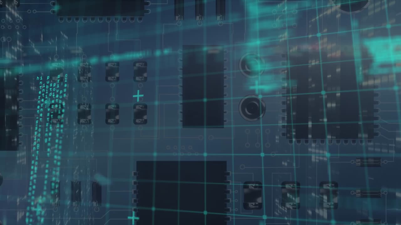 Animation of data processing over lift in office