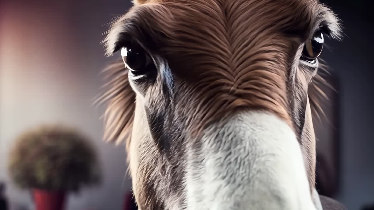 한 방 에서 의상 과 타이 를 입은 당나귀