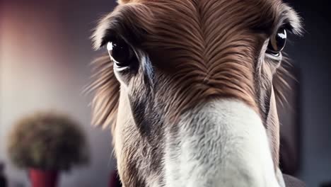a donkey wearing a suit and tie in a room