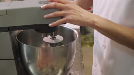 baker making dough in professional mixer