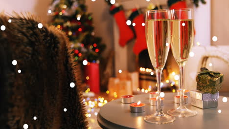 animación de lugares en navidad y copas de champán