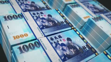 billetes de dinero en dólares de taiwán envueltos en un bucle sin costuras