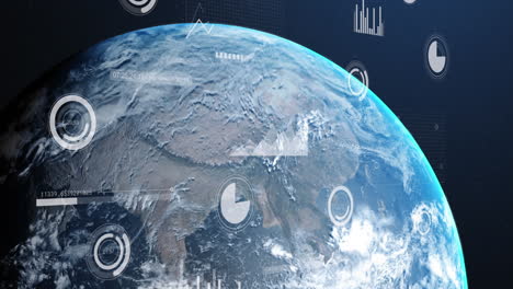 Animation-Der-Schnittstelle-Zur-Statistischen-Datenverarbeitung-über-Den-Globus-Vor-Blauem-Hintergrund