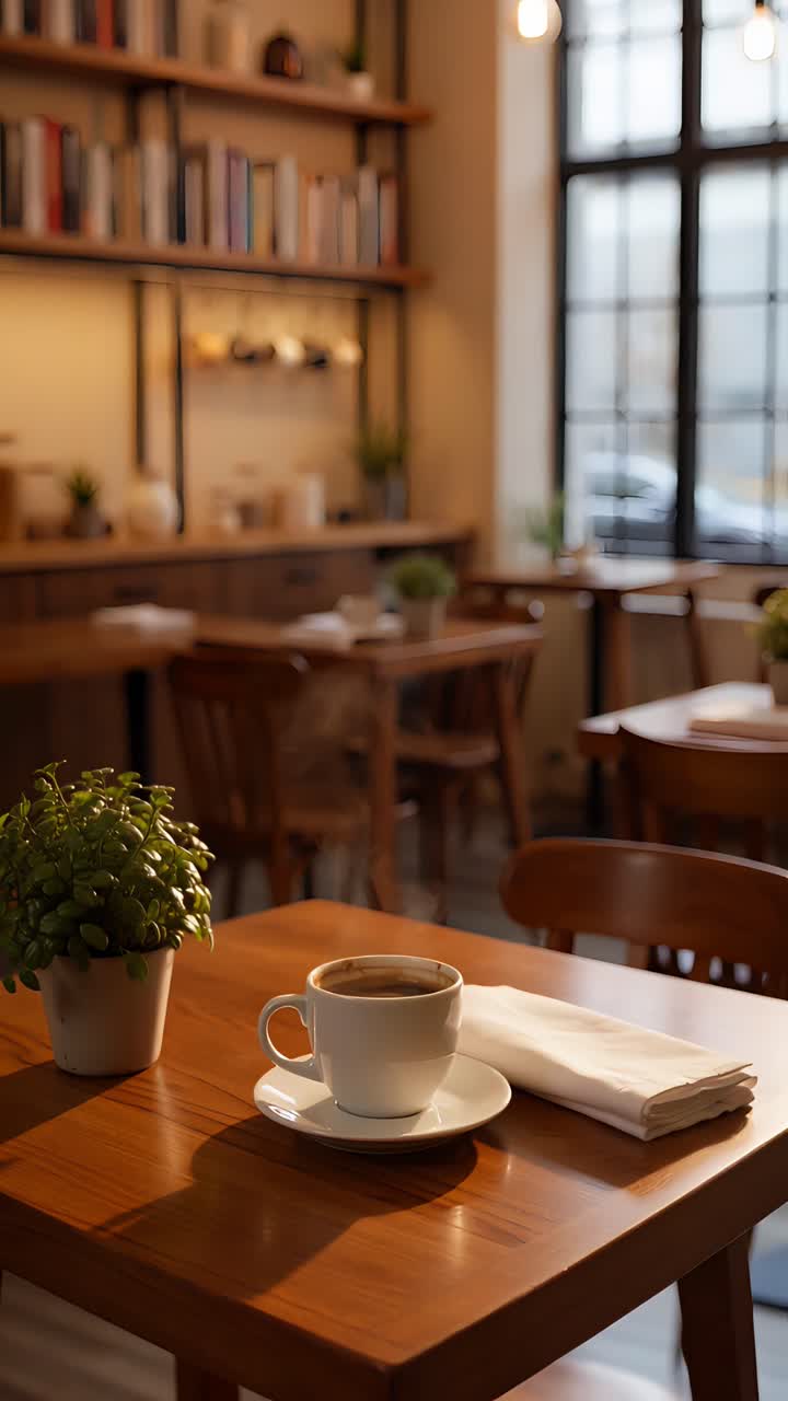 Interno di caffè estetico con atmosfera accogliente 4K