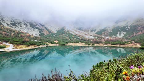 green pond in tatras slovakia, panorama view.