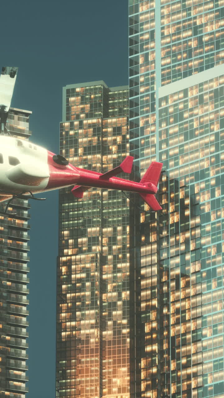 밤 도시 위의 헬리터