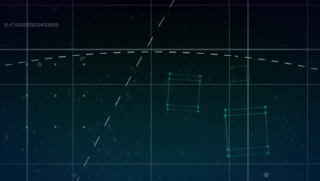 animation of network of connections with shapes and data processing on black background