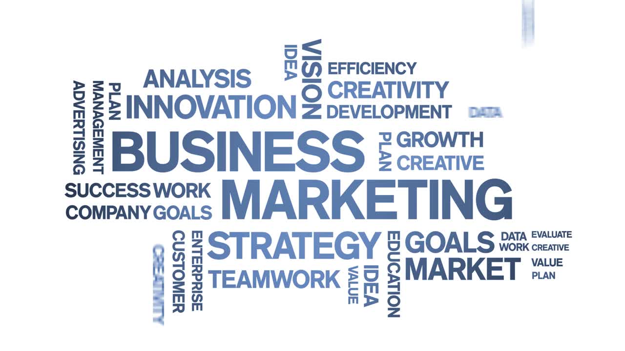 4k Business Marketing Animated Tag Word Cloud,Text Animation seamless loop.