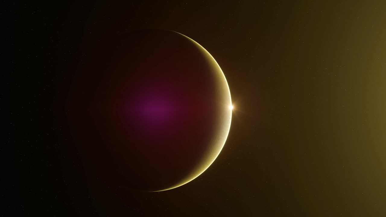 3D Animation showing the planet Venus being revealed by sunlight