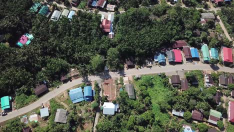 4k aerial view of rural village in thailand, daytime