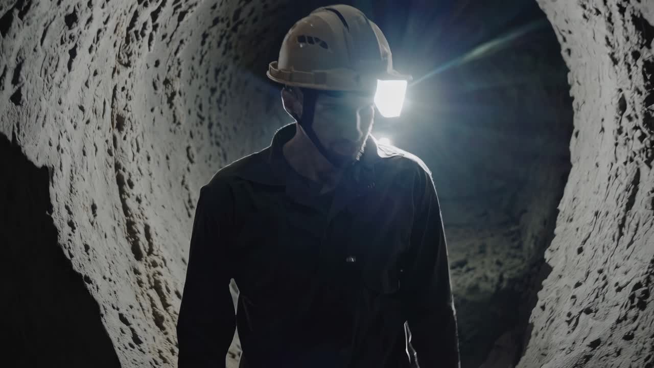 어두운 터널에서 광부