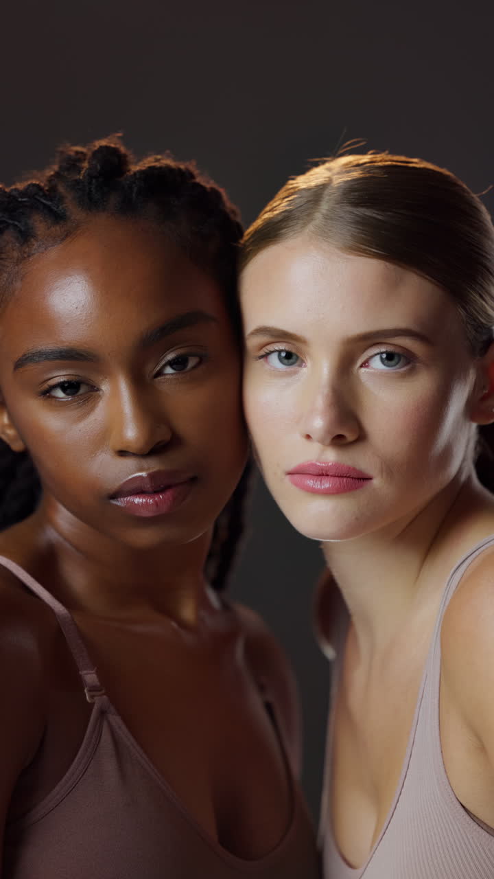 Two diverse women portrait