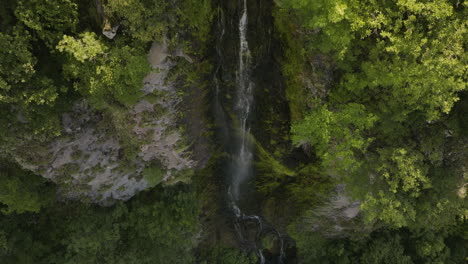 Foto-De-Arriba-De-Una-Cascada-Tranquila-Y-Angosta-En-Armonía-Con-La-Naturaleza-Circundante