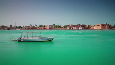 sunny day dubai city deira district bay boat parking 4k time lapse united arab emirates