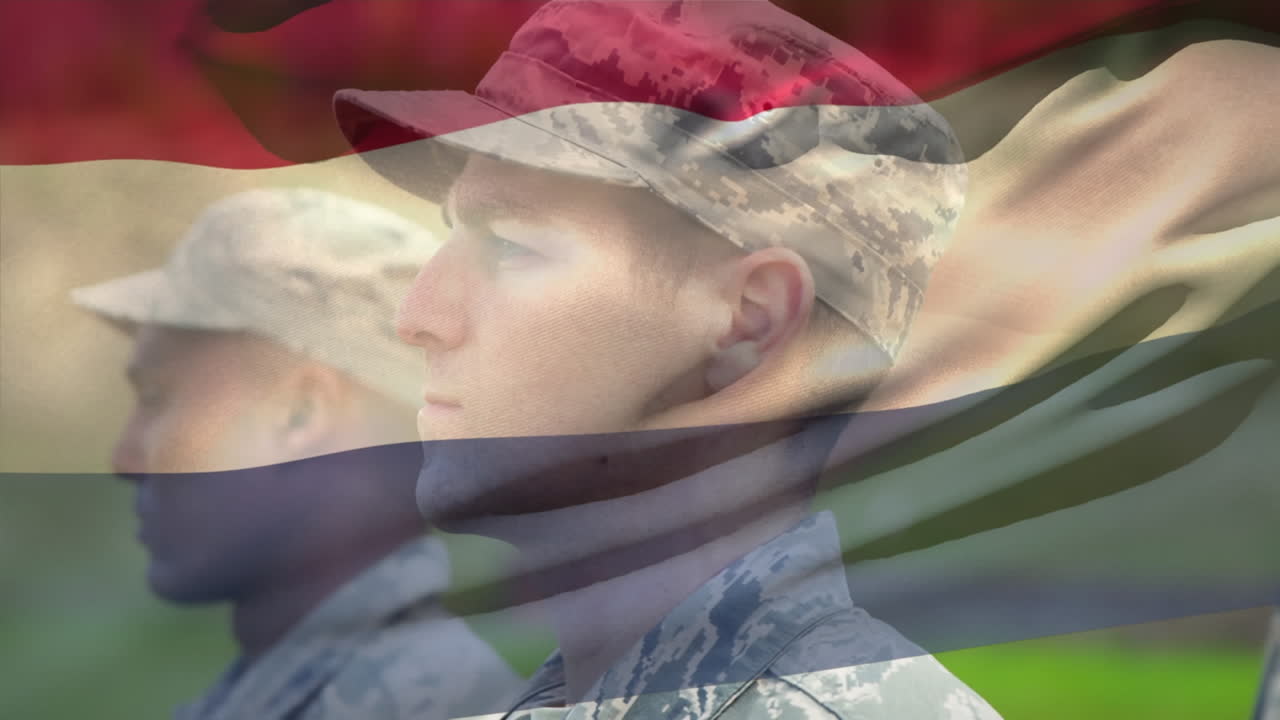 다양한 남성 군인 위에 네덜란드의  ⁇ 발의 애니메이션