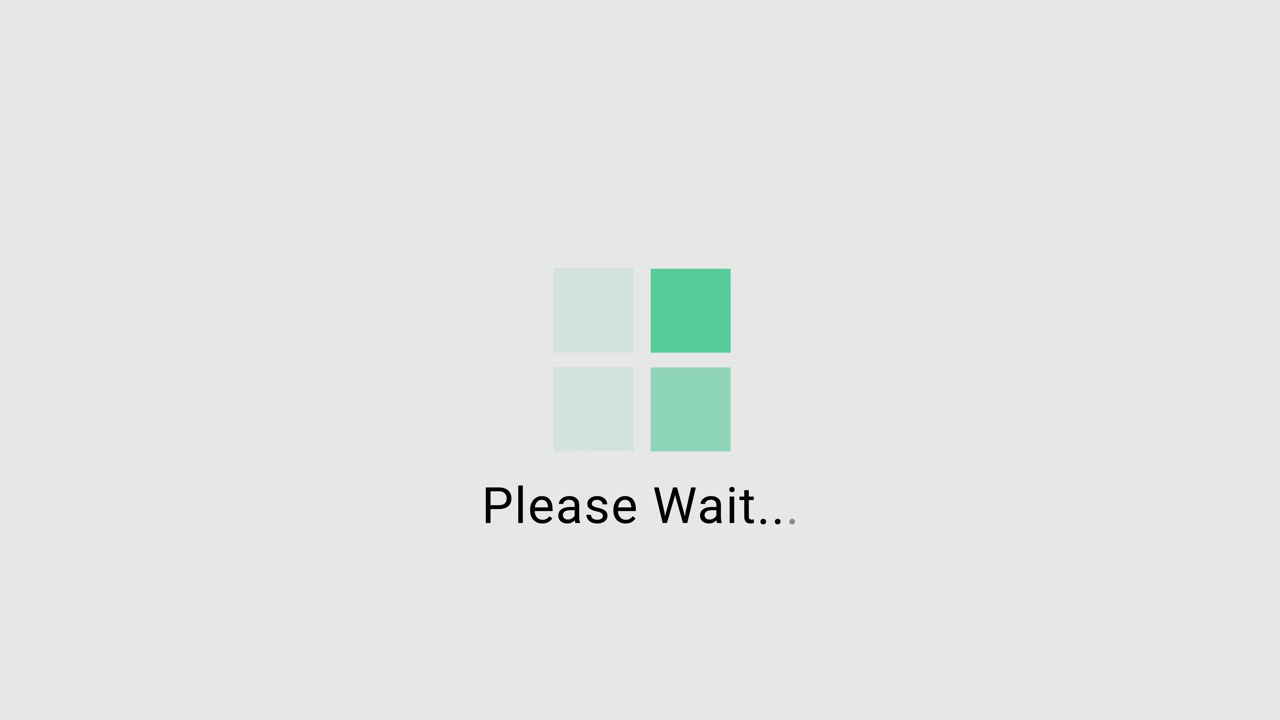 Minimalist Please Wait Loading Animation with Green Squares