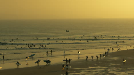 surfers at sunset beach