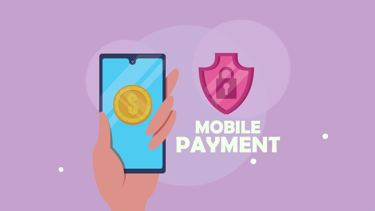 pago móvil con teléfono inteligente y escudo