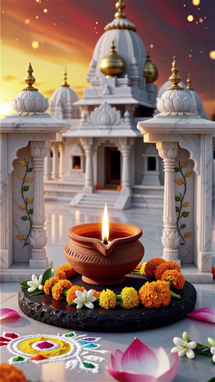Sfondo del Festival Diwali con lanterne e decorazioni tradizionali Diyas.