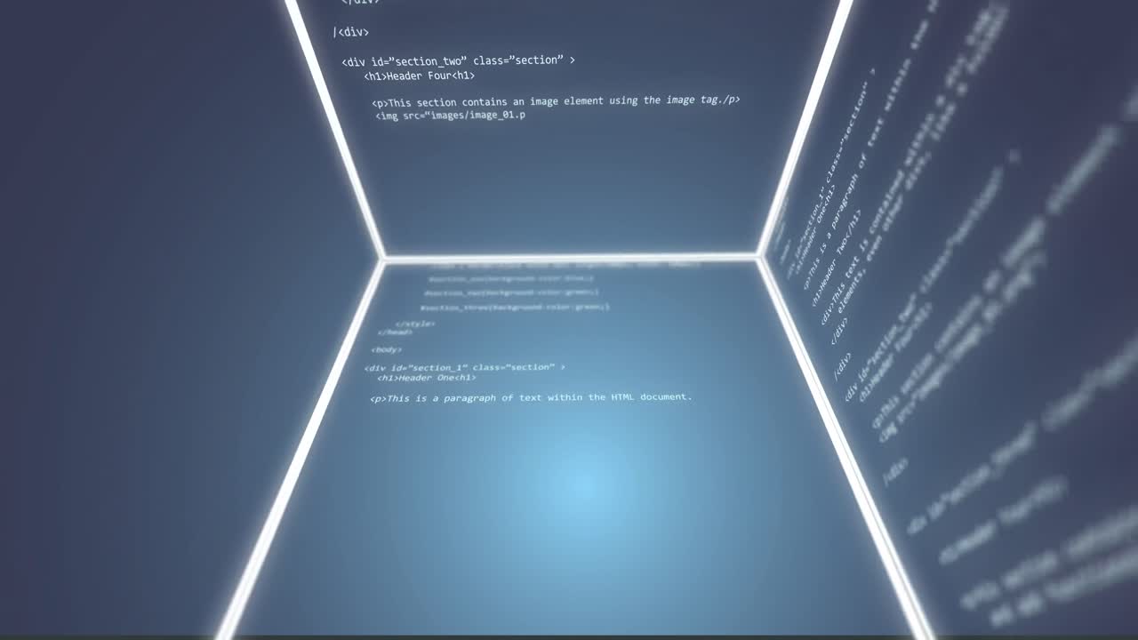 Animation of data processing over moving square
