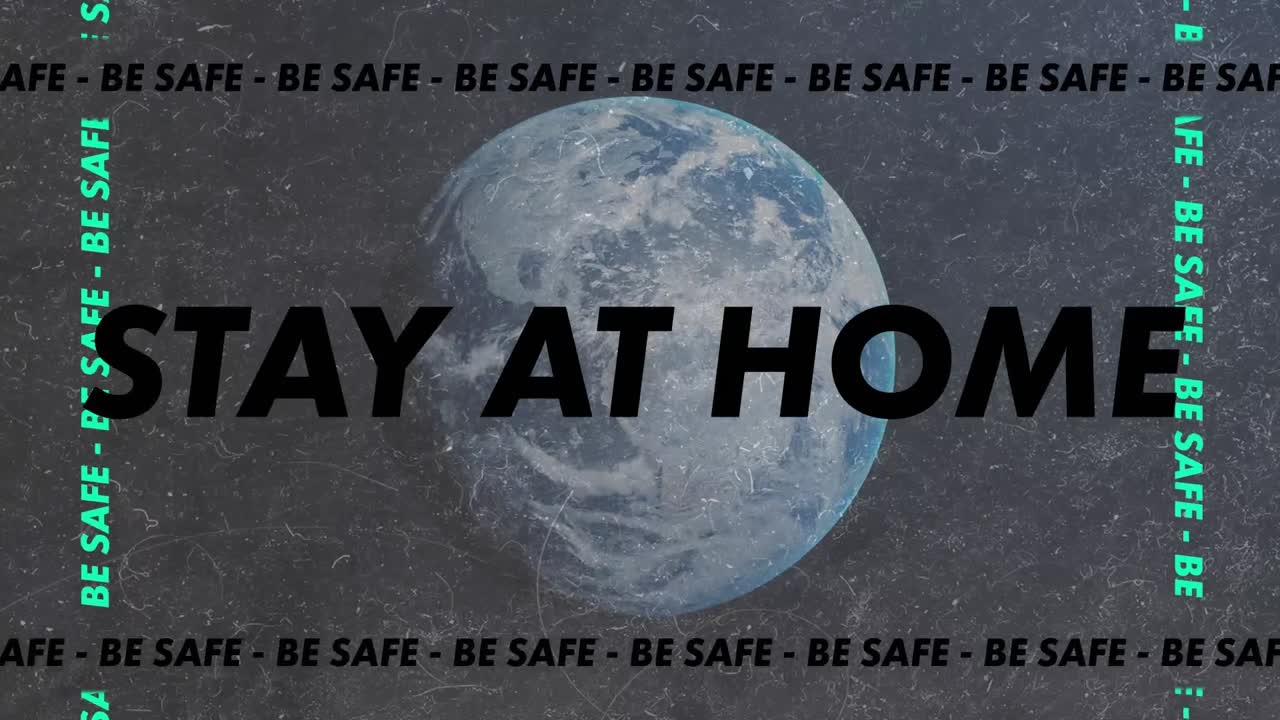 코로나 19의 애니메이션 집에 머무르기 전 세계 텍스트