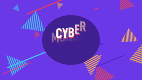 cyber lunes en el patrón de memphis con triángulos y líneas