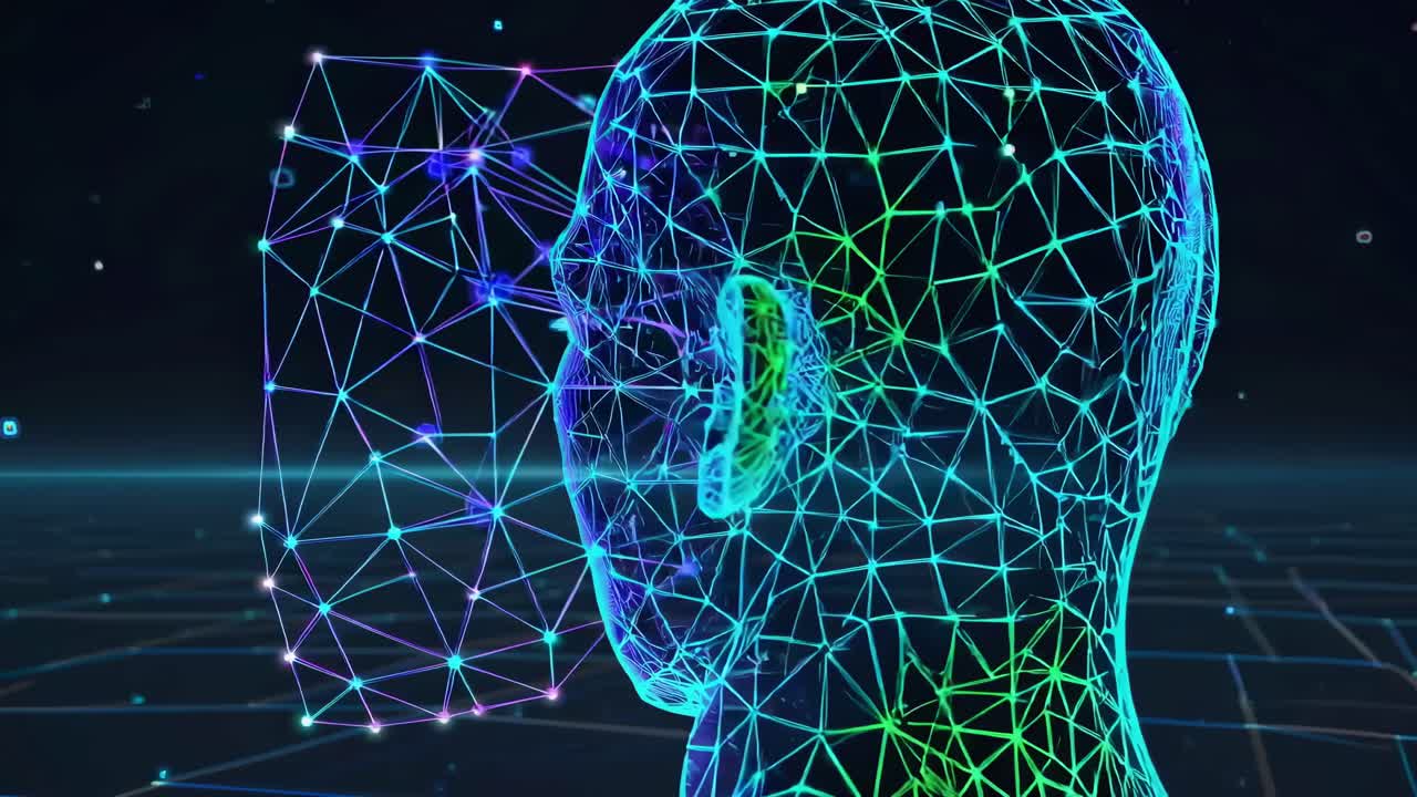 AI Face Recognition - Wireframe Profile View