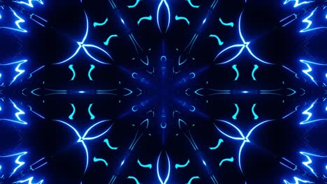 patrón de brillo con simetría de estrellas. diseño de movimiento de bucle vj fondo de caleidoscopio. resumen gráficos de movimiento bg construcción caleidoscópica de brillo simétrico 3d. club nocturno vj. fondo de ciencia ficción.