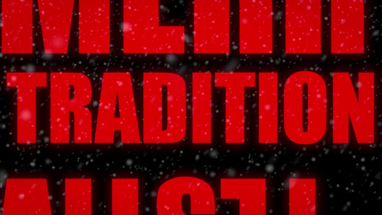 메리 크리스마스 단어 구름 루프 - 애니메이션 눈이 떨어지는 14 단어