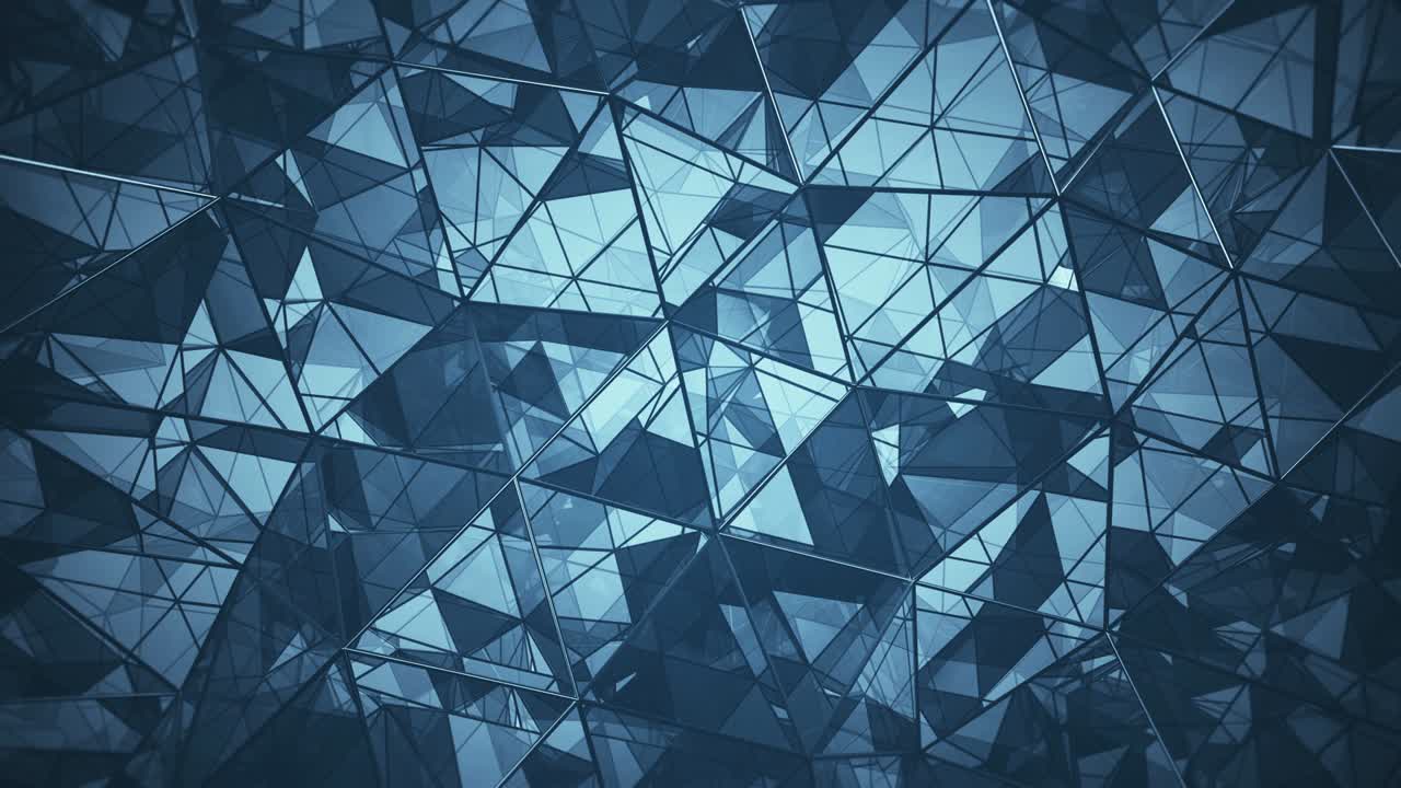 superficie triangular de vidrio azul con reflejos bucle sin costuras animación de renderizado 3d