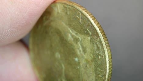 close up of very old coins