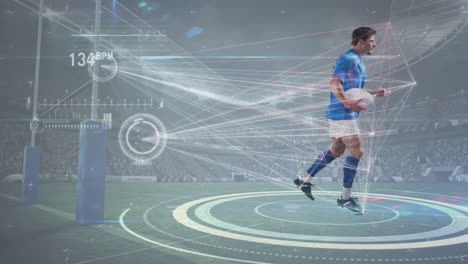 jugador de rugby equipado con sensores que funcionan en su lugar