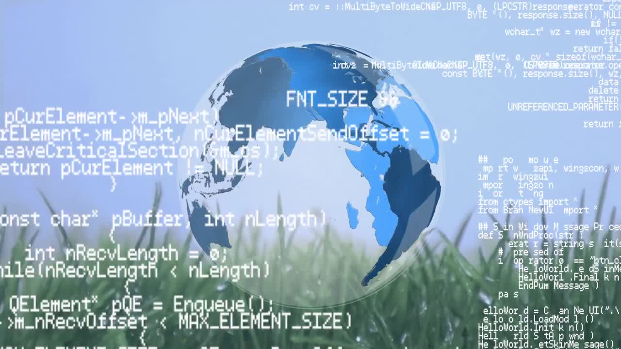 잔디 위 에 회전 하는 지구