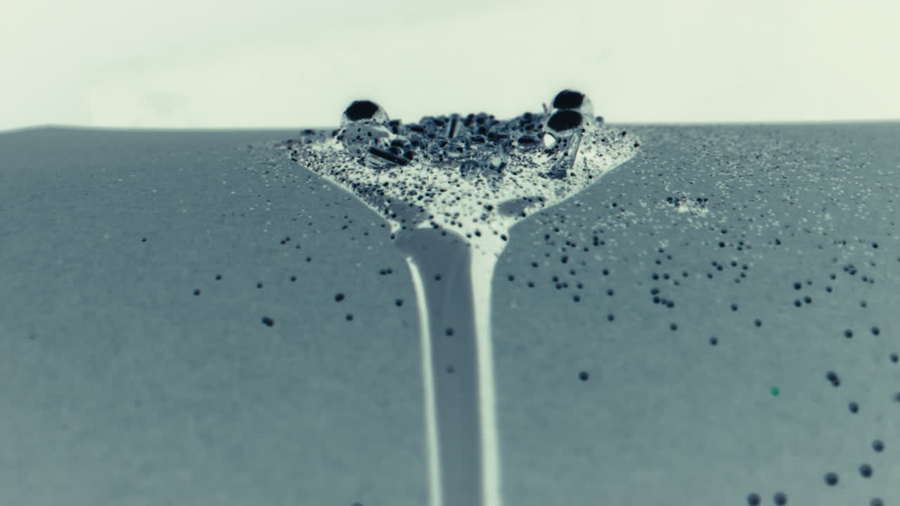 Close-up of a liquid droplet experiment
