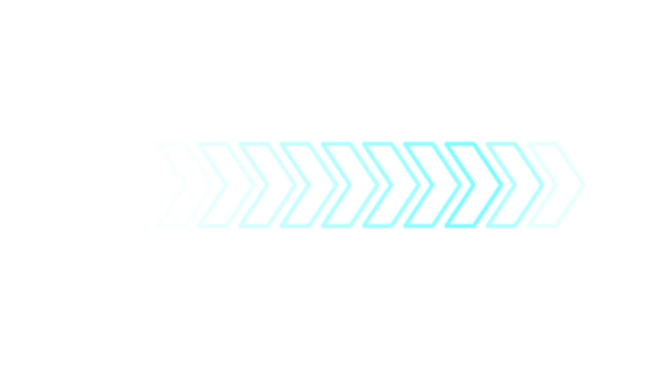 Light blue outlined arrows smoothly animate rightward, fading in and out on white background