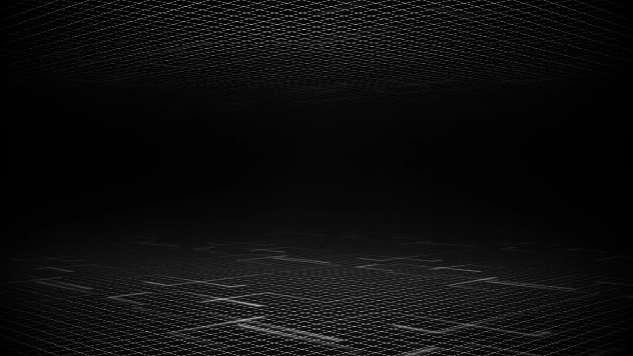 black and white background of grids and moving light lines