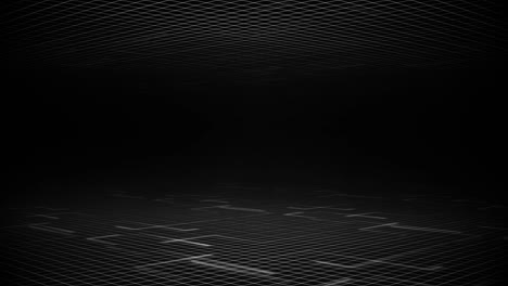 black and white background of grids and moving light lines