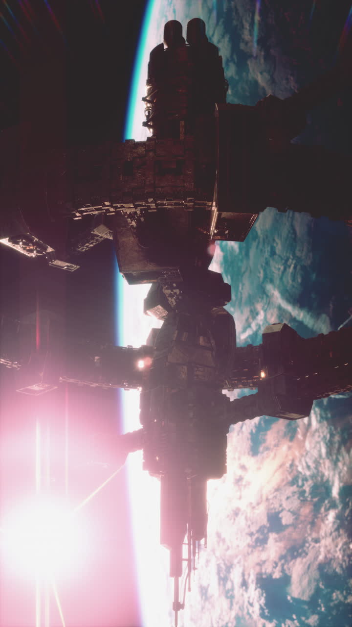 estación espacial en órbita alrededor de la tierra