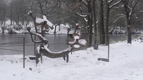 a snow covered sculpture in atlantas piedmont park on january 10th, 2025.