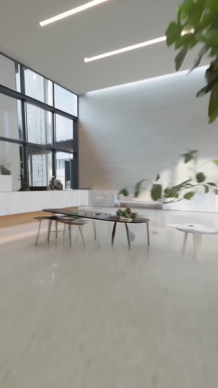 Personas entrando al vestíbulo de un edificio de oficinas moderno y luminoso