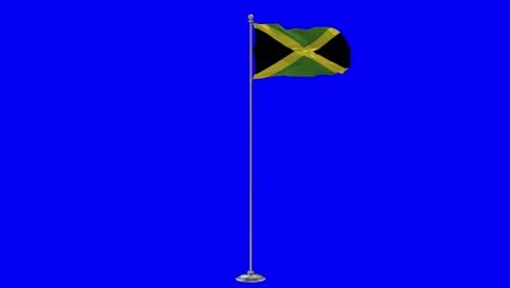 jamaica 3d illustration of the waving flag on a pole with chroma key