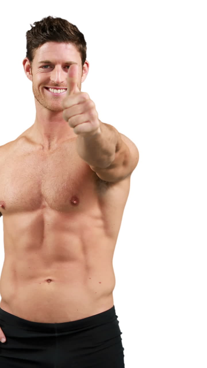Muscular man flexing his muscles